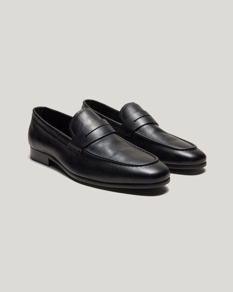 Leather Penny Loafer, Black, hi-res